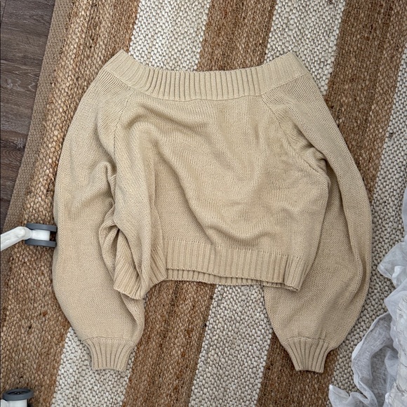 Weworewhat off the shoulder cream sweater - Picture 1 of 2